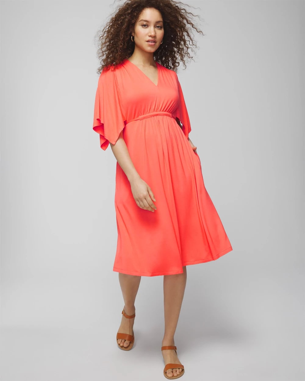 Flutter Sleeve Short Bra Dress - VIVID CORAL | Soma Online