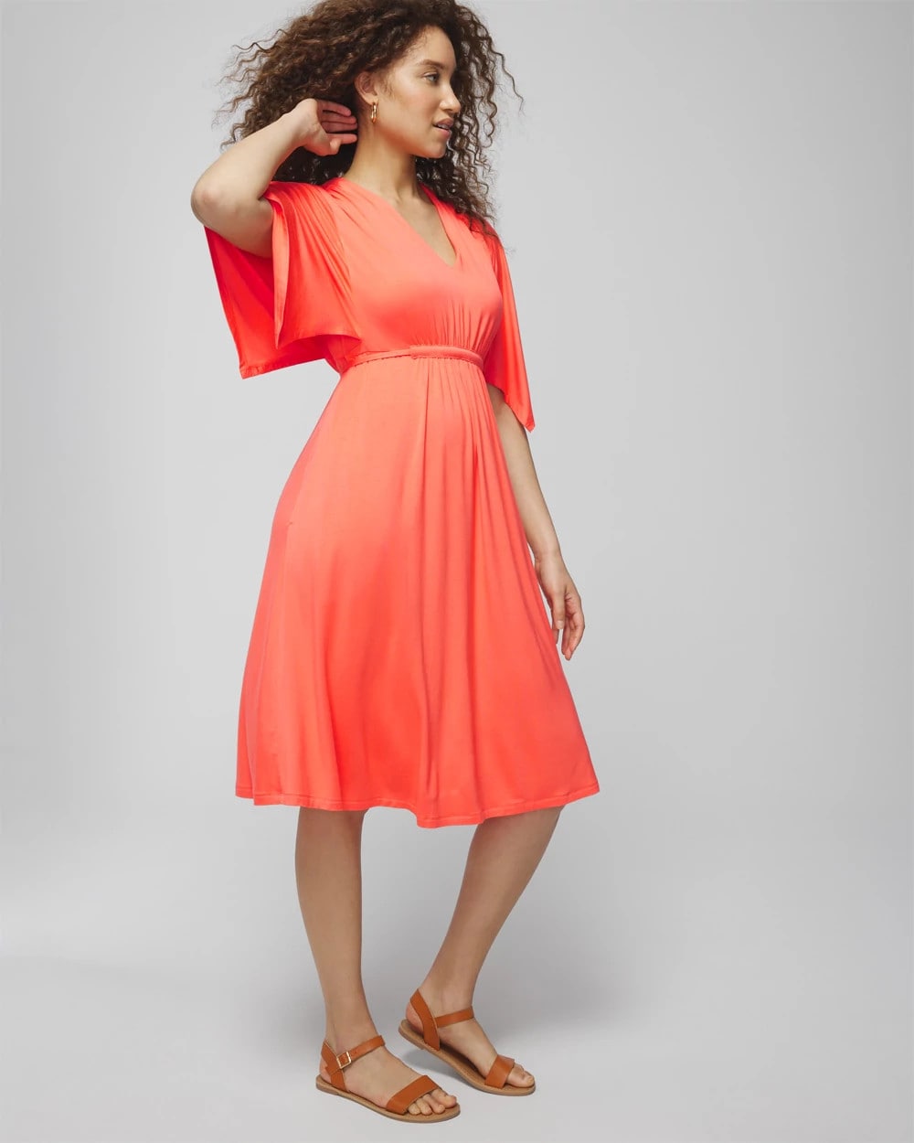 Flutter Sleeve Short Bra Dress - VIVID CORAL | Soma Online