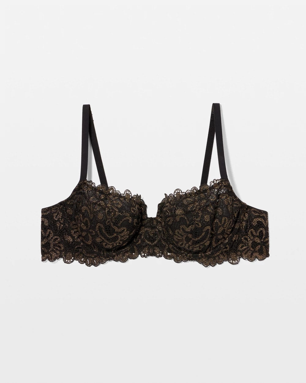 Soma Unlined Lace Balconette Bra - BLACK W/ GOLD FILL | Soma Online