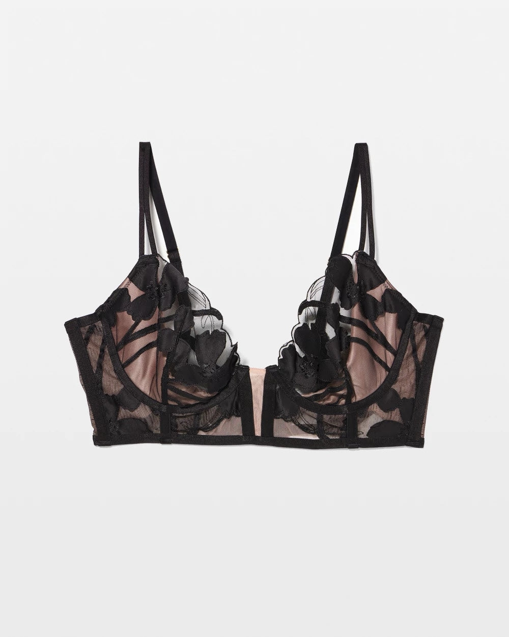 Soma’s Sexiest Applique Longline Bra - BLACK | Soma Online
