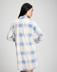 Long-Sleeve Notch Collar Sleepshirt - FROSTED PLAID BLUE | Soma sale