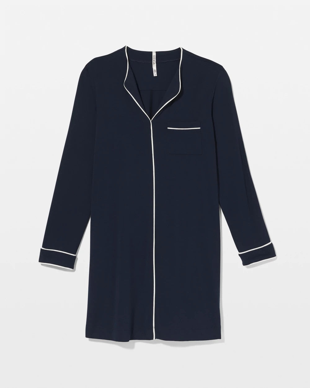 Piped Long-Sleeve Sleepshirt - NIGHTFALL NAVY | Soma near me