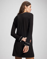Piped Long-Sleeve Sleepshirt - BLACK | Soma for sale