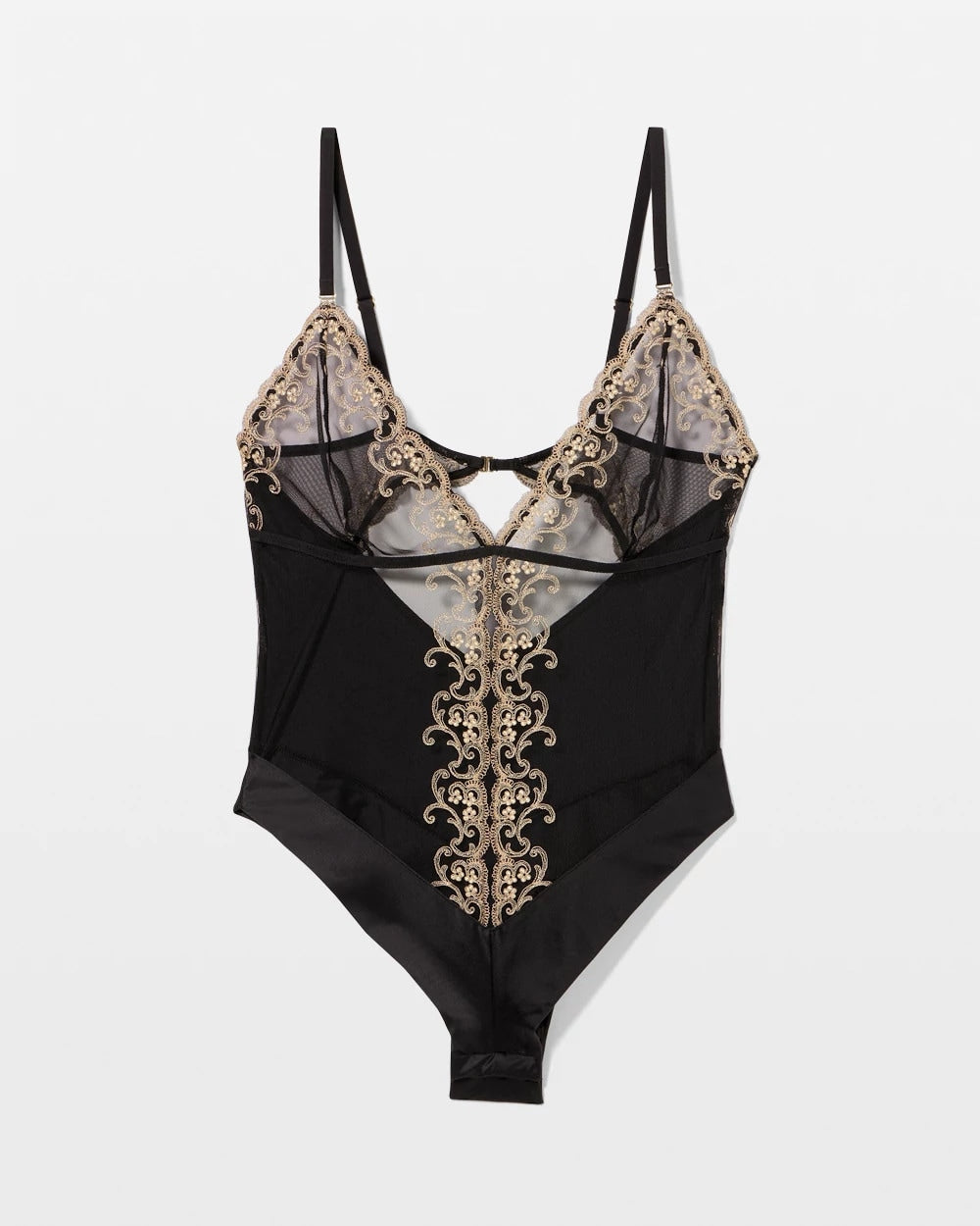 Silk + Venice Lace Slim Bodysuit - BLACK | Soma sale