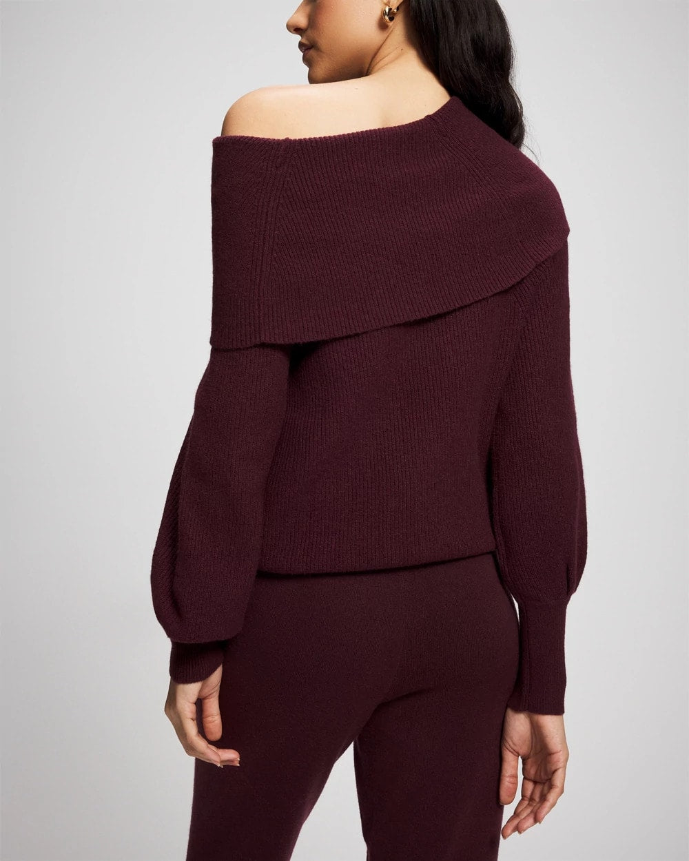 Premier Knit off the Shoulder Sweater - MERLOT | Soma on sale