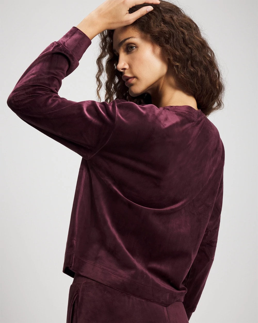 Velour Crewneck Sweatshirt - MERLOT | Soma discount