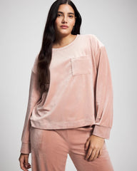Velour Crewneck Sweatshirt - ADOBE ROSE | Soma Online