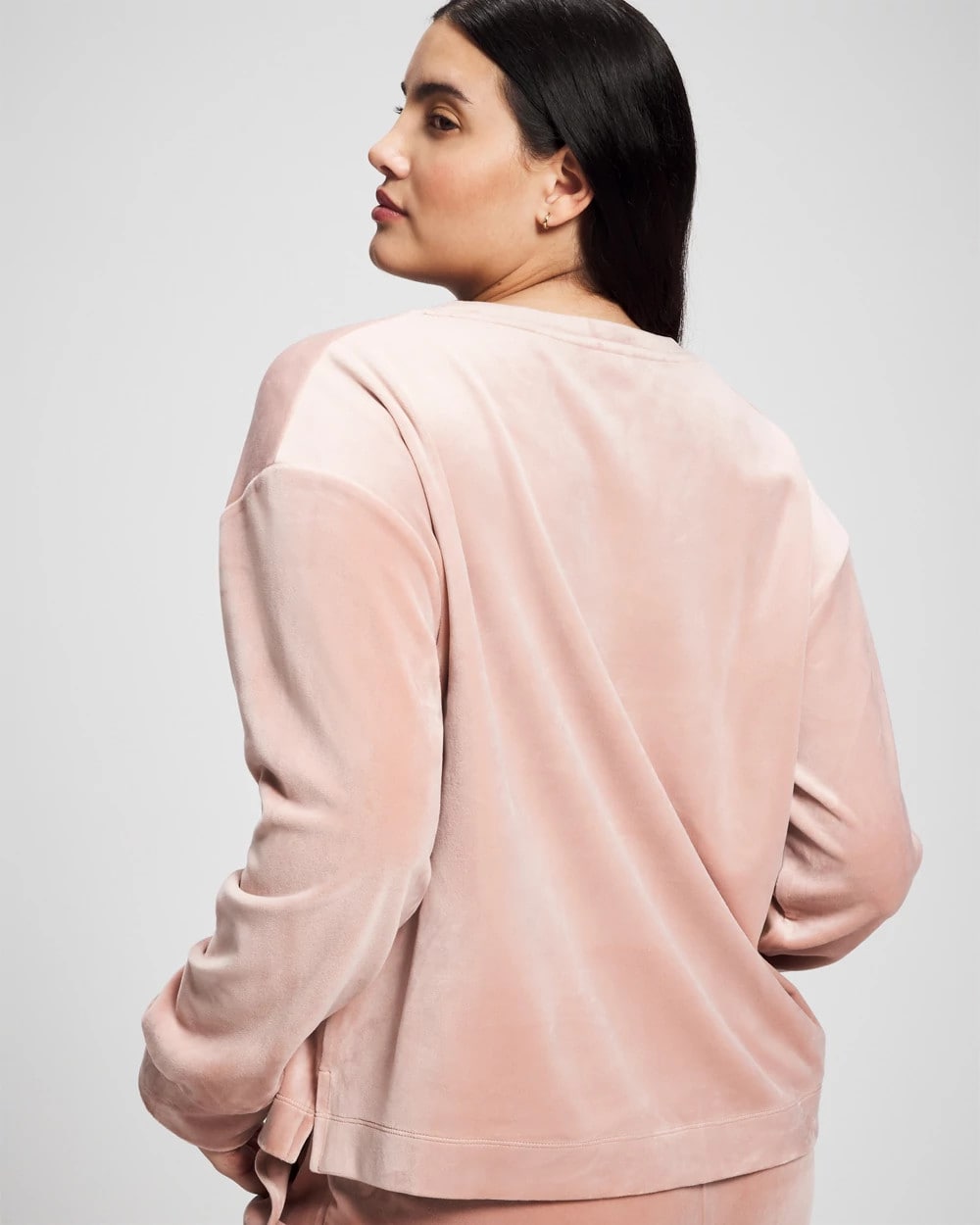 Velour Crewneck Sweatshirt - ADOBE ROSE | Soma Online