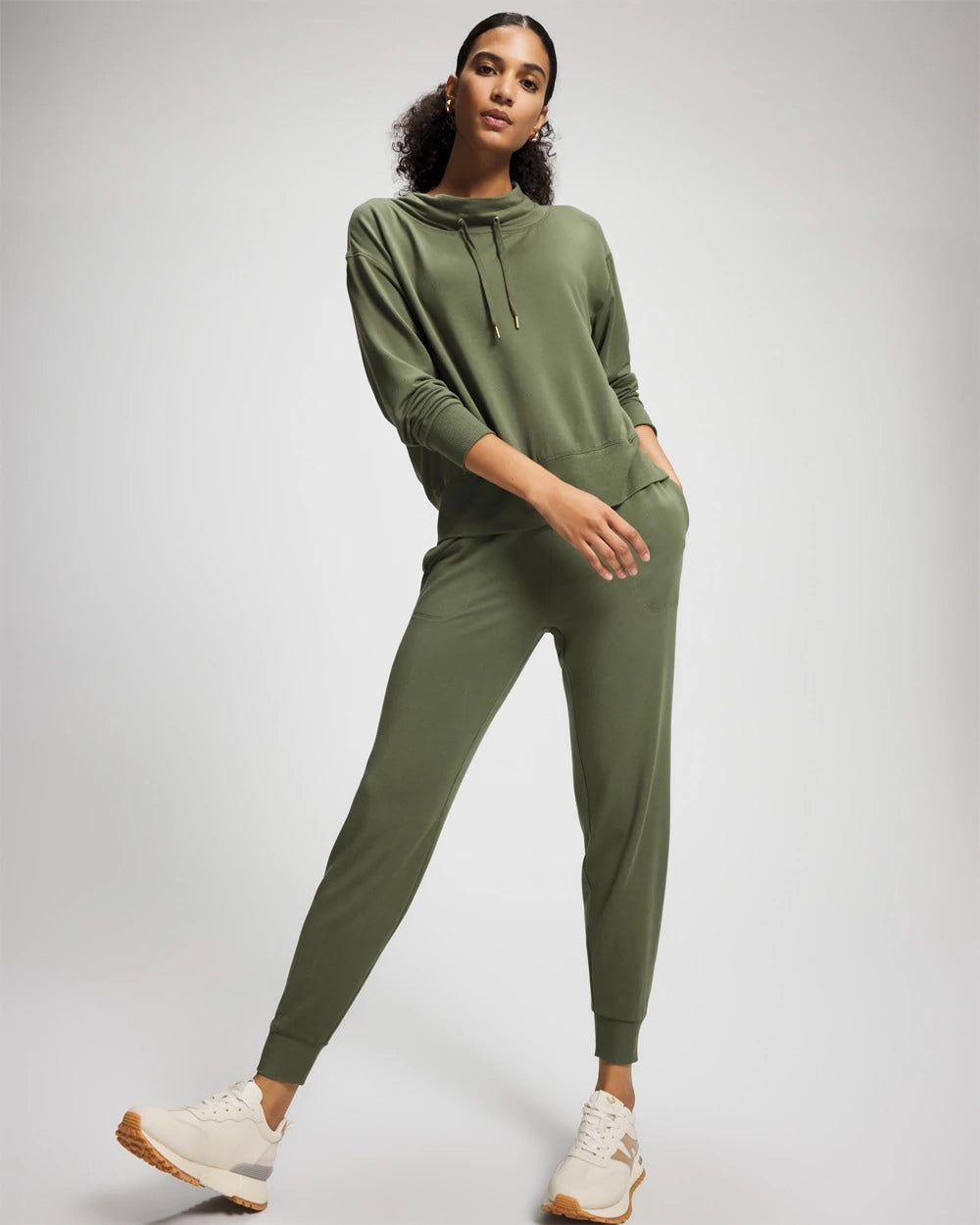 Ultrasoft Fleece Relaxed Funnel Neck Sweatshirt - DARK SAGE | Soma discount