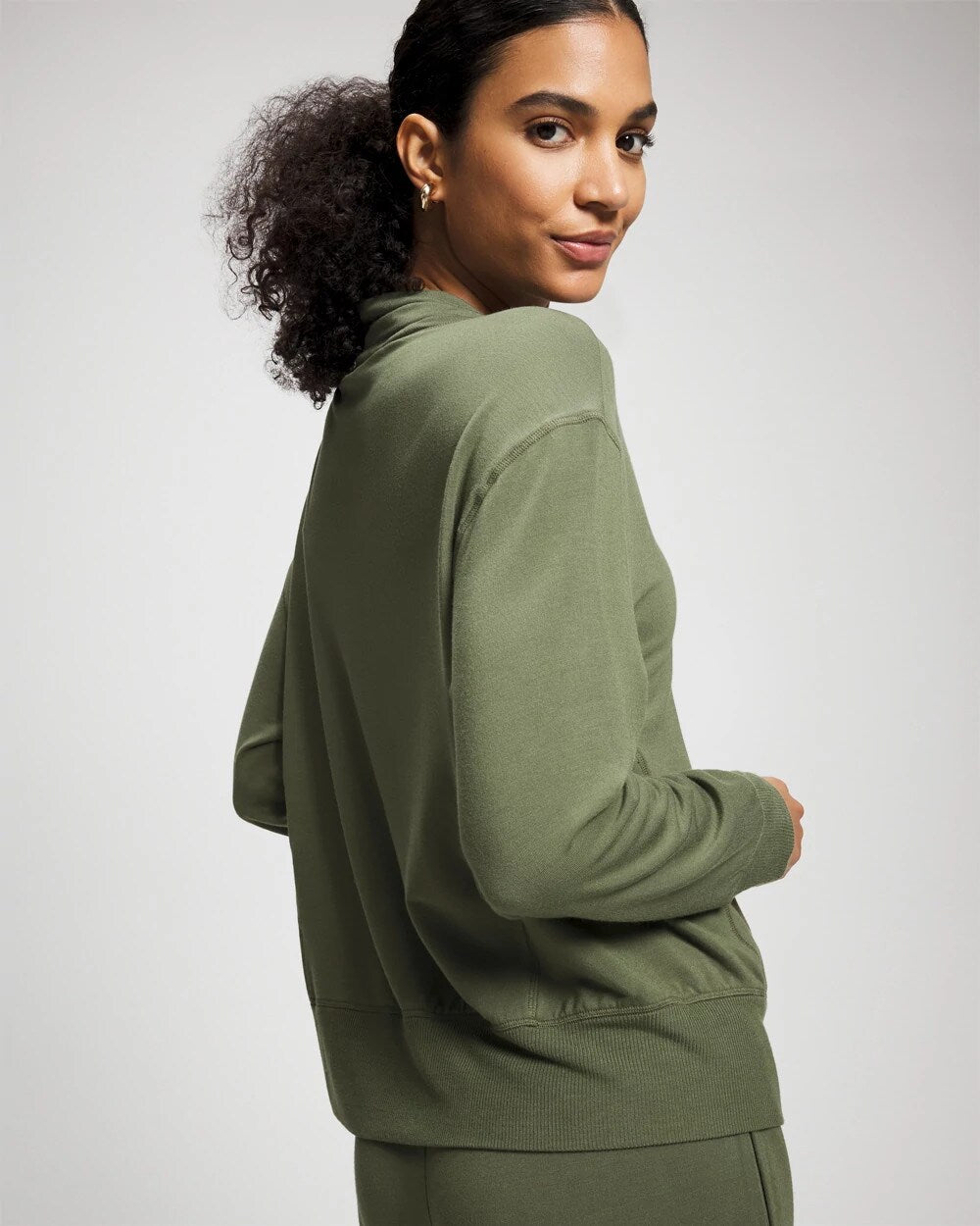 Ultrasoft Fleece Relaxed Funnel Neck Sweatshirt - DARK SAGE | Soma discount