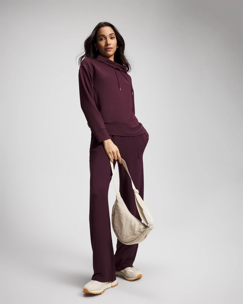 Ultrasoft Fleece Relaxed Funnel Neck Sweatshirt - MERLOT | Soma outlet