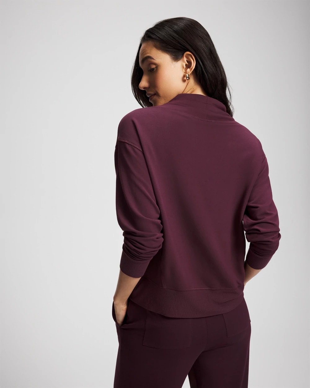 Ultrasoft Fleece Relaxed Funnel Neck Sweatshirt - MERLOT | Soma outlet