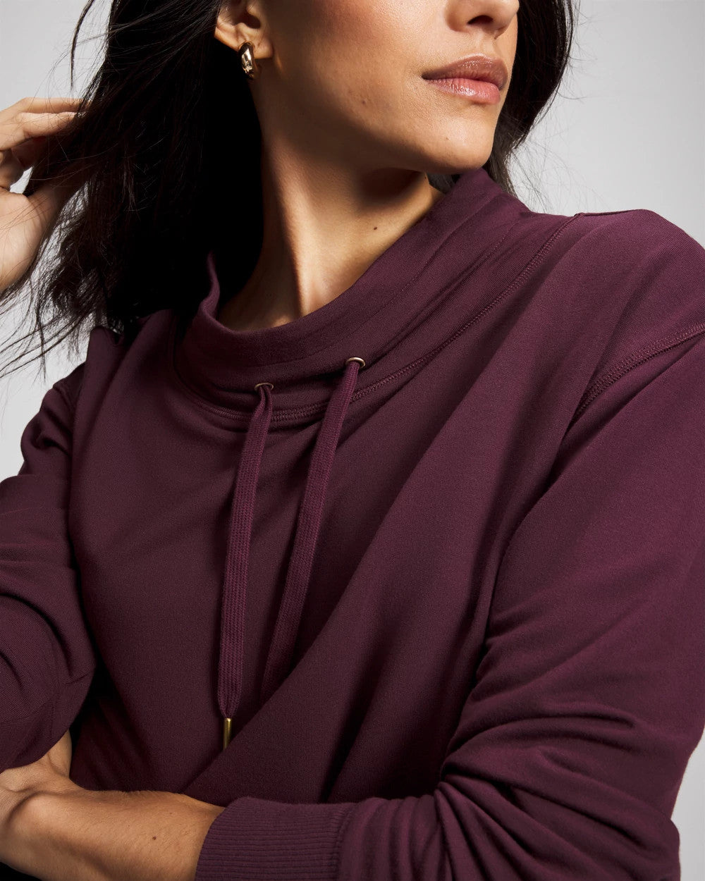 Ultrasoft Fleece Relaxed Funnel Neck Sweatshirt - MERLOT | Soma outlet