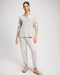 Premier Knit Cable Knit Collared Sweater - HEATHER STONE | Soma on sale