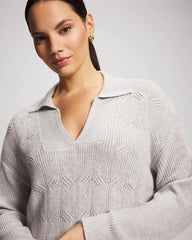 Premier Knit Cable Knit Collared Sweater - HEATHER STONE | Soma on sale