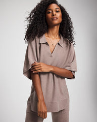 Premier Knit Sweater Collared Top - HEATHER FAWN | Soma for sale