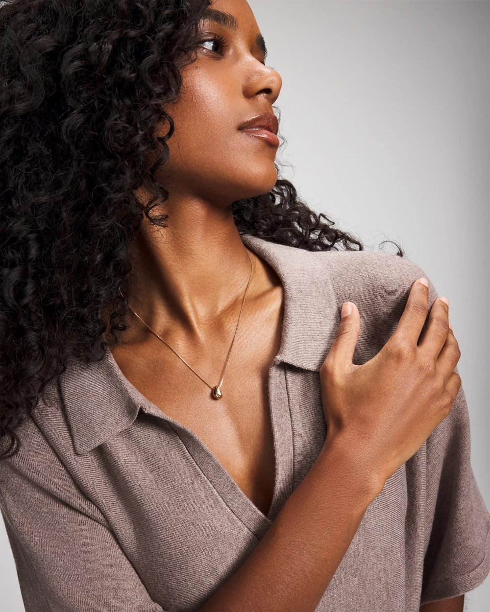 Premier Knit Sweater Collared Top - HEATHER FAWN | Soma for sale