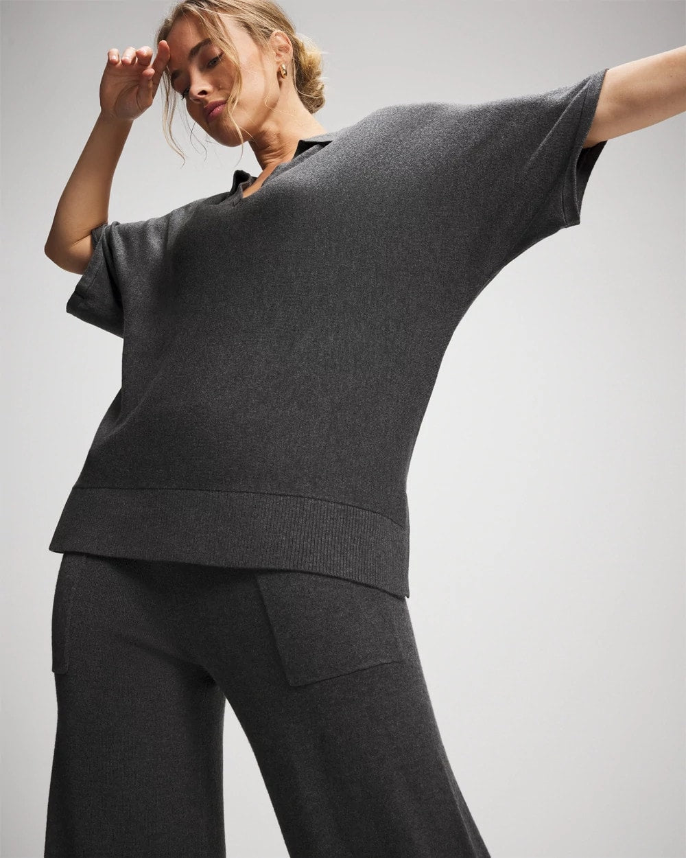 Premier Knit Sweater Collared Top - HEATHER QUARTZ | Soma on sale