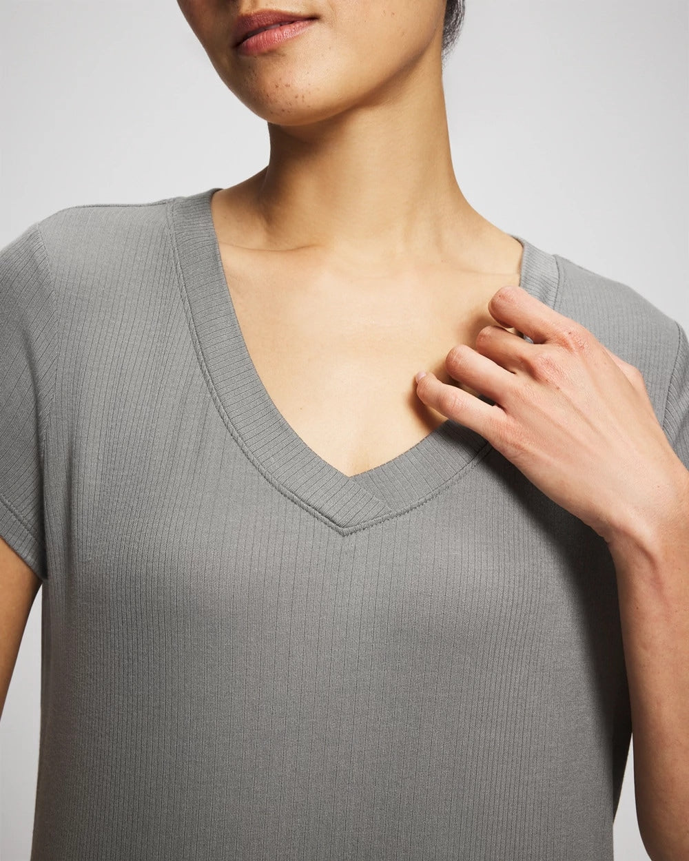 Rib Knit V-Neck Tee - SEDONA SAGE | Soma outlet