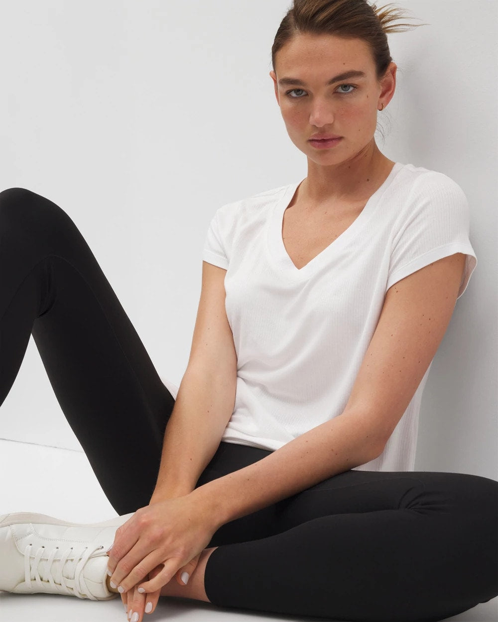 Rib Knit V-Neck Tee - OPTIC WHITE | Soma near me