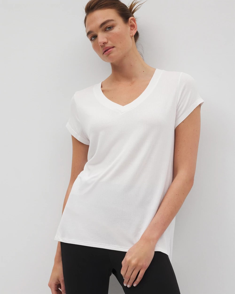 Rib Knit V-Neck Tee - OPTIC WHITE | Soma near me
