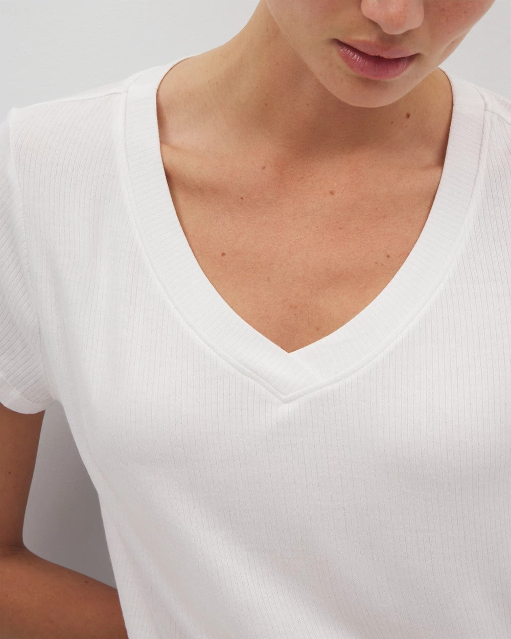Rib Knit V-Neck Tee - OPTIC WHITE | Soma near me