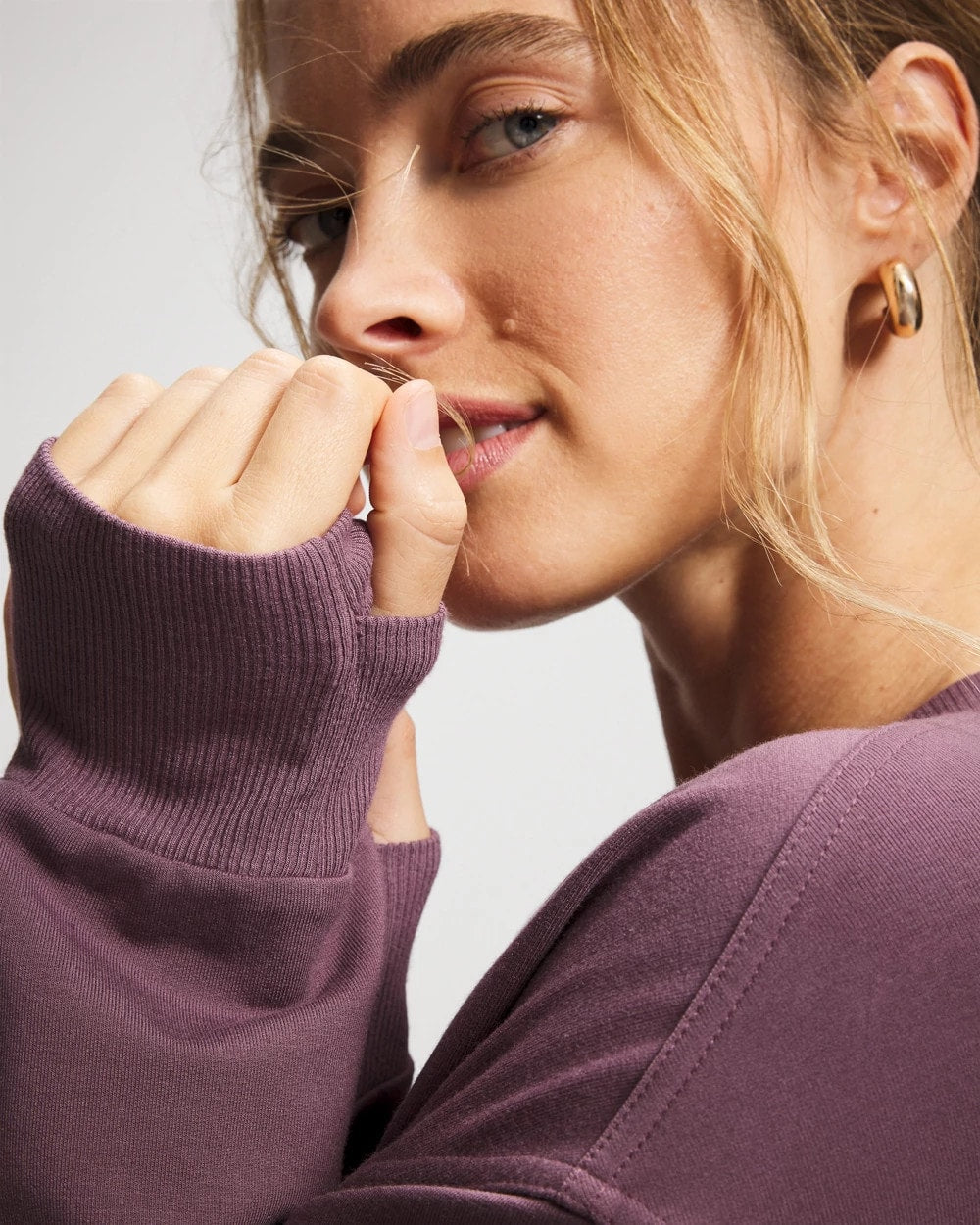 Ultrasoft Fleece V-Neck Sweatshirt - PURPLE FLINT | Soma on sale
