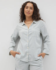 Beach Cotton Long Sleeve Button-Up - BLUE HEAVEN STRIPE | Soma discount