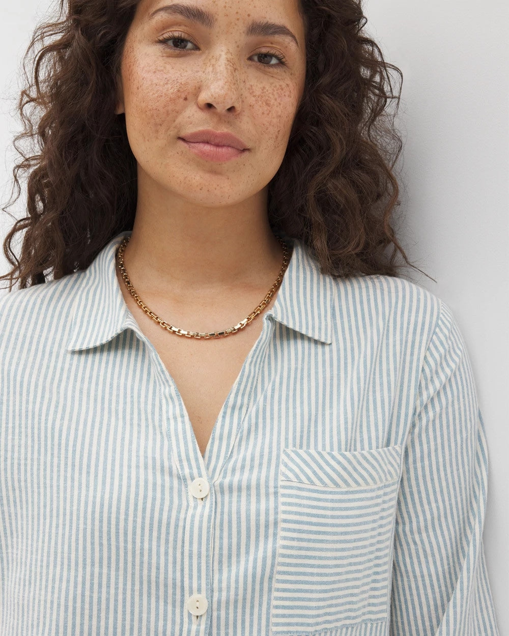 Beach Cotton Long Sleeve Button-Up - BLUE HEAVEN STRIPE | Soma discount