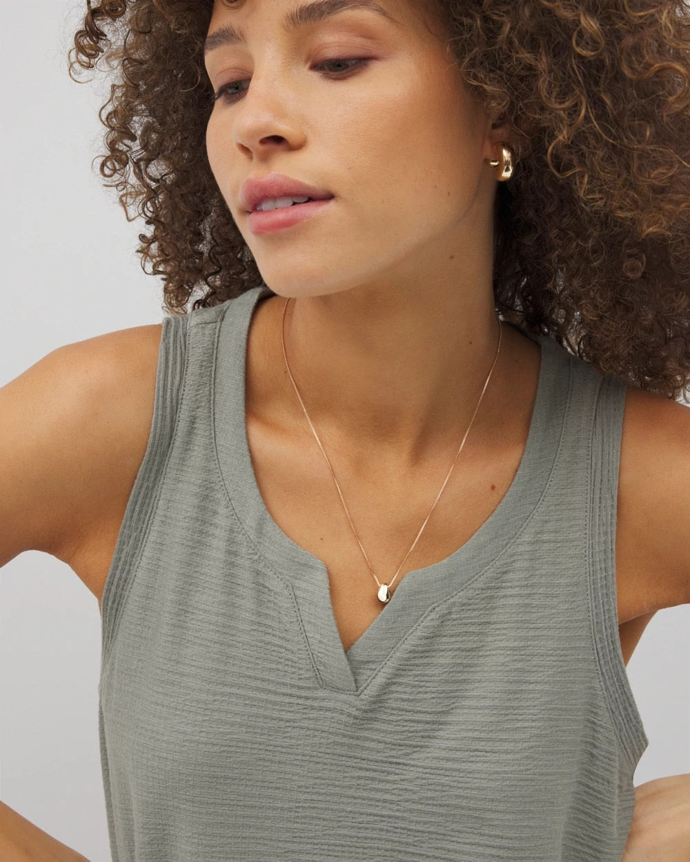 Crinkle Knit Tank Top - RESTORATION GREEN | Soma near me
