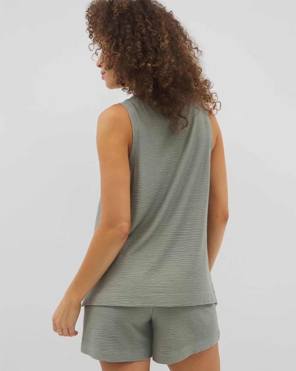 Crinkle Knit Tank Top - RESTORATION GREEN | Soma near me