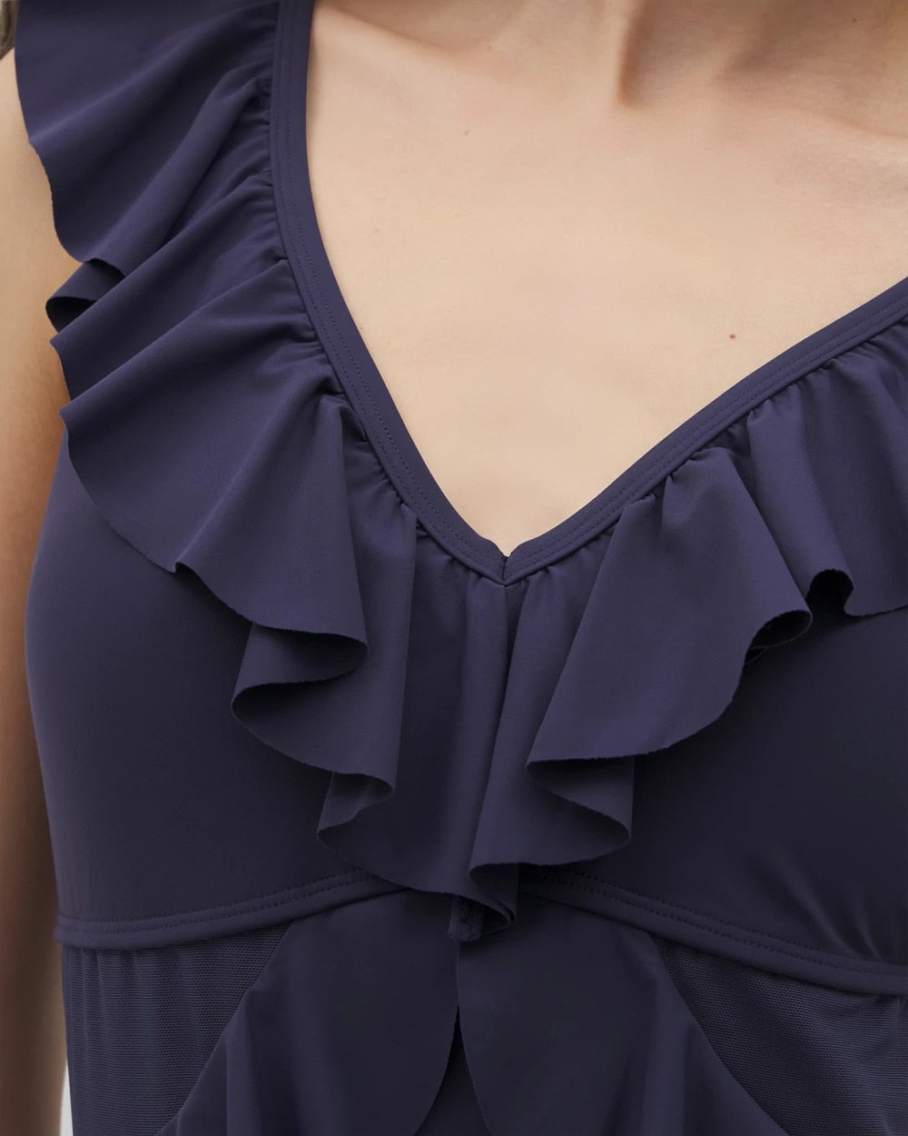 Beyond Control Solid Essentials Ruffle One-Piece - DARK NAVY | Soma on sale