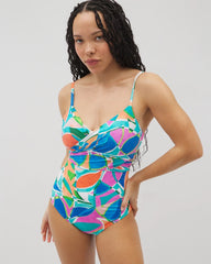 Beyond Control Captiva Island Draped V One-Piece - TEAL | Soma Online