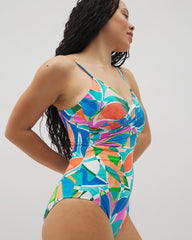 Beyond Control Captiva Island Draped V One-Piece - TEAL | Soma Online