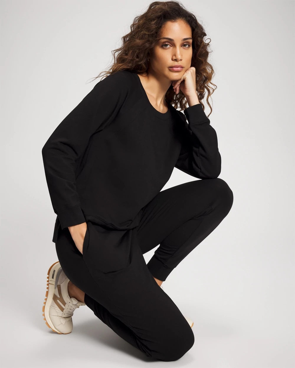 Essential Terry Crewneck Sweatshirt - BLACK | Soma for sale