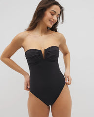 La Cote Dazure Bandeau Macrame One-Piece Suit - BLACK | Soma discount