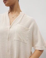 Crinkle Knit Relaxed Button-Up Top - PARCHMENT | Soma outlet