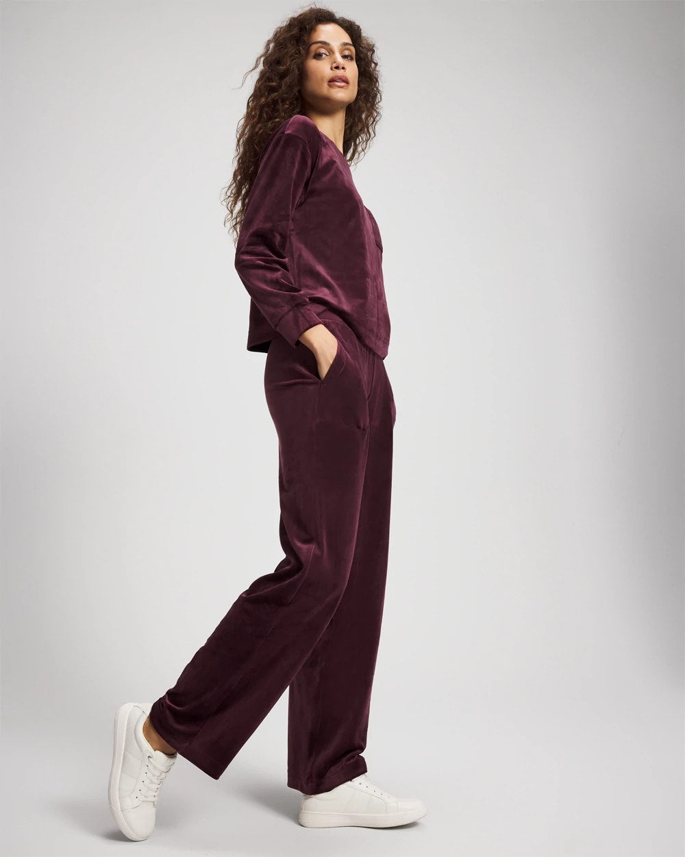 Velour Straight Leg Pants - MERLOT | Soma discount