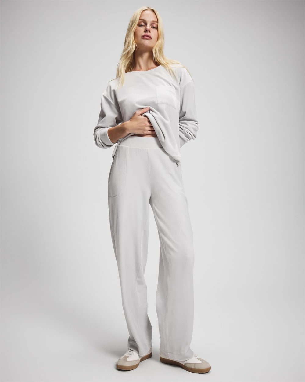 Velour Straight Leg Pants - VAPOR GRAY | Soma Online