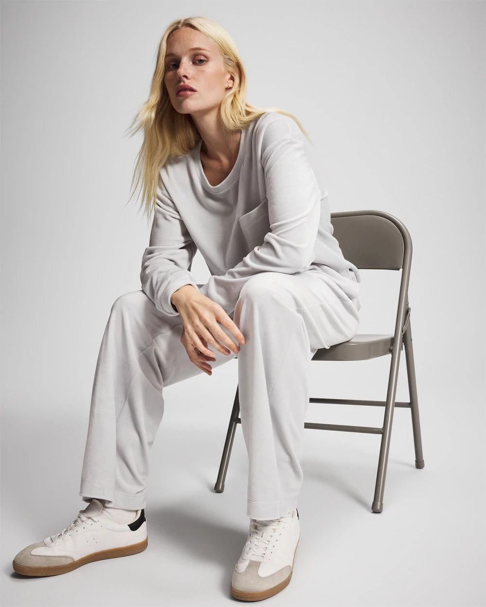 Velour Straight Leg Pants - VAPOR GRAY | Soma Online
