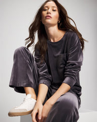 Velour Straight Leg Pants - GRAY INK | Soma near me