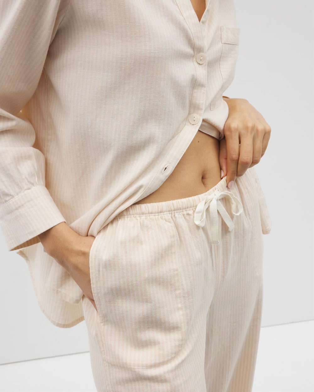 Beach Cotton Crop Pant - PALE SAND STRIPE | Soma Online