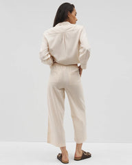 Beach Cotton Crop Pant - PALE SAND STRIPE | Soma Online