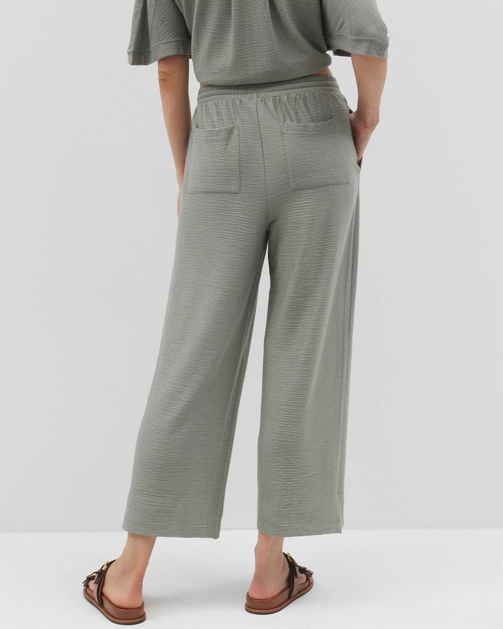 Crinkle Knit Wide Leg Pant - RESTORATION GREEN | Soma for sale