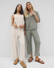 Crinkle Knit Wide Leg Pant - RESTORATION GREEN | Soma for sale