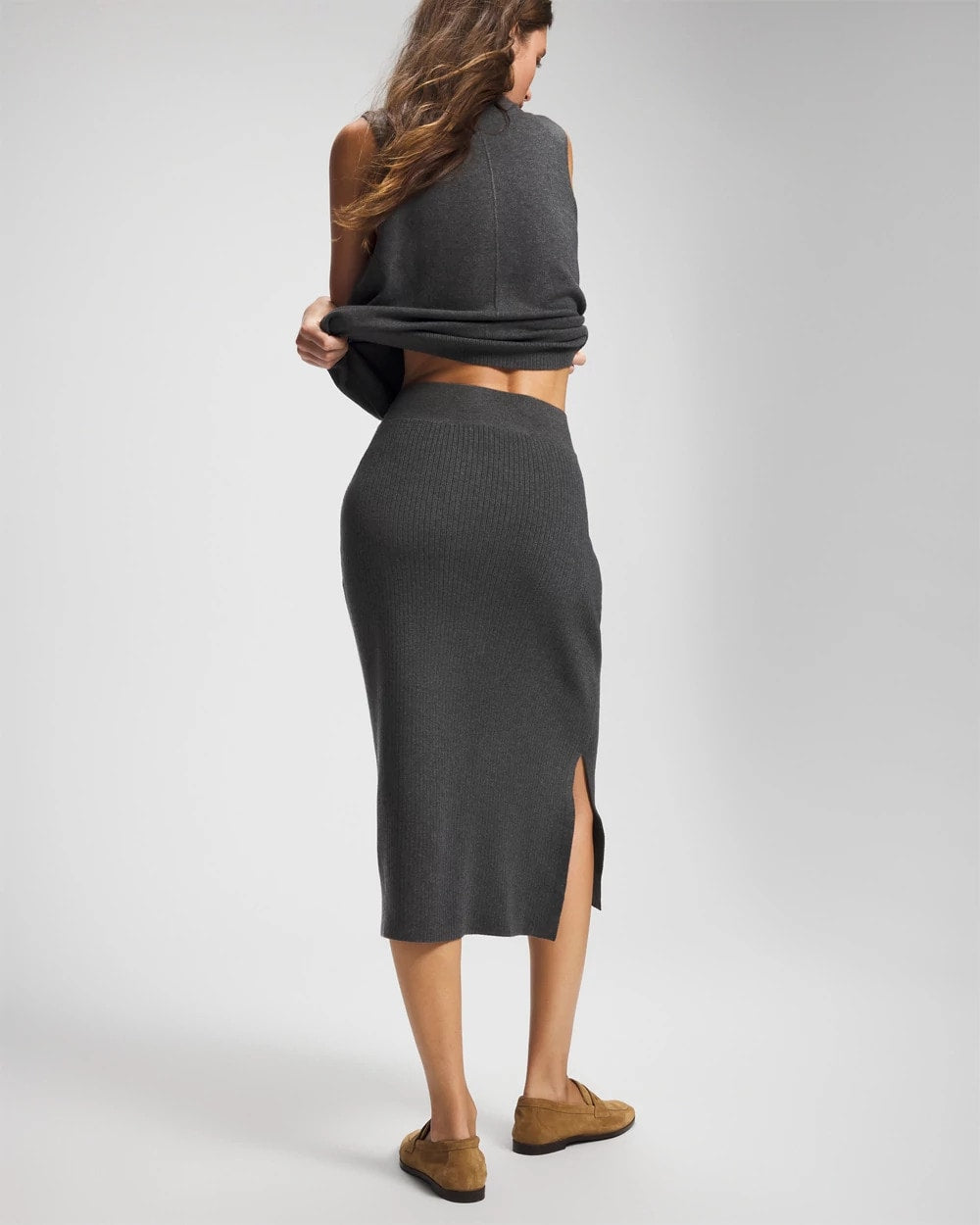 Premier Knit Sweater Midi Skirt - HEATHER QUARTZ | Soma on sale