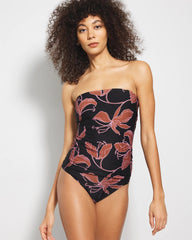 Bandeau Tankini Top - STAMPED TROPICS M BK BRN | Soma on sale