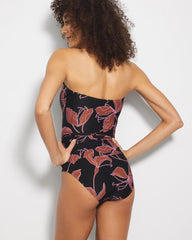 Bandeau Tankini Top - STAMPED TROPICS M BK BRN | Soma on sale