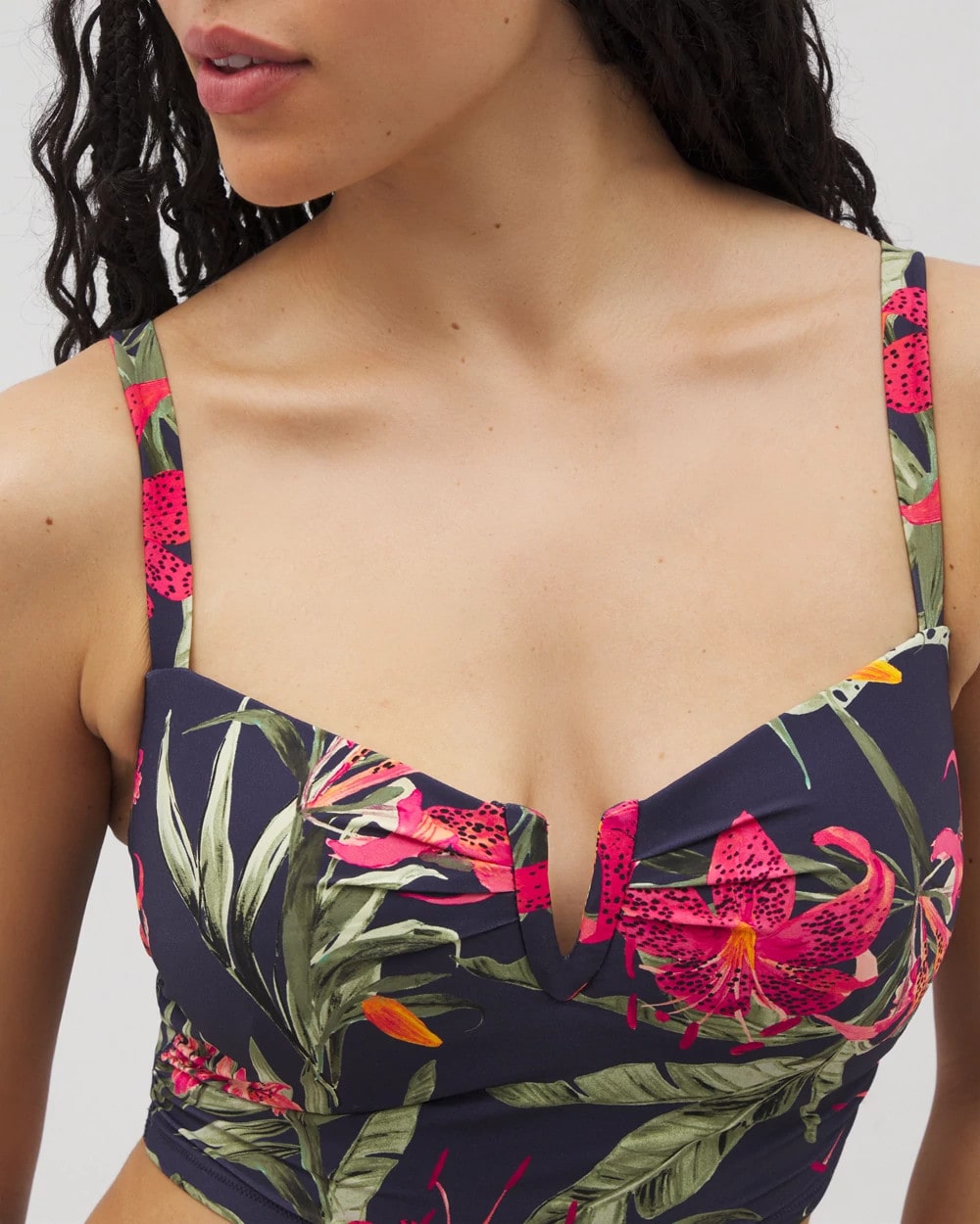 Soma Swim V-Wire Cropped Bikini Top - LE TIGRE TROPICAL NAVY | Soma for sale