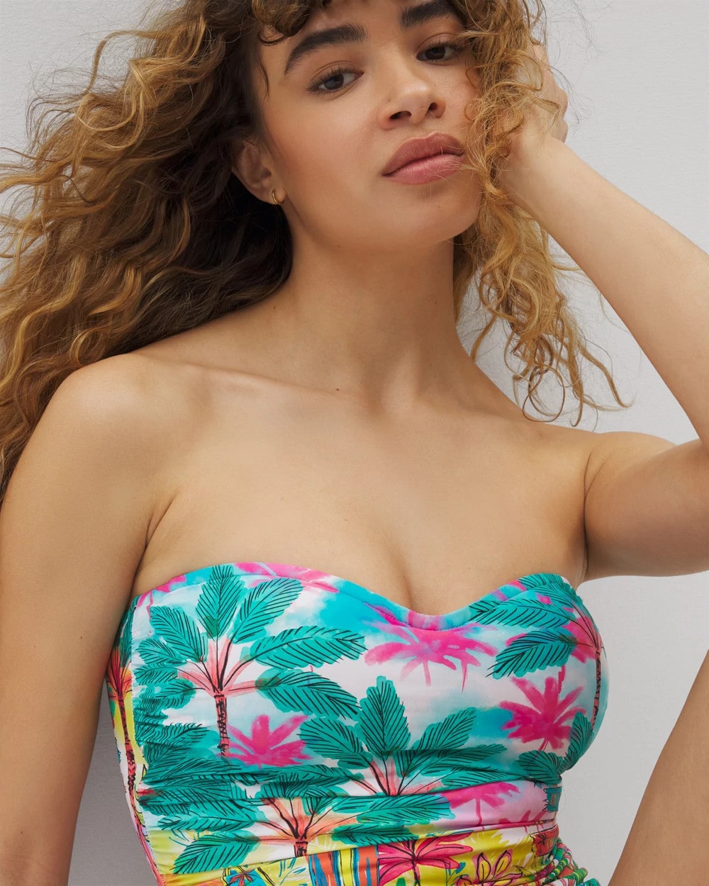 St. Tropez Shirred Bandeau One-Piece Suit - MULTI | Soma near me